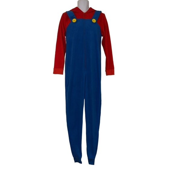 Super Mario Brothers Pajamas Costume Mens L Unionsuit PJs One Piece Halloween - Picture 1 of 9